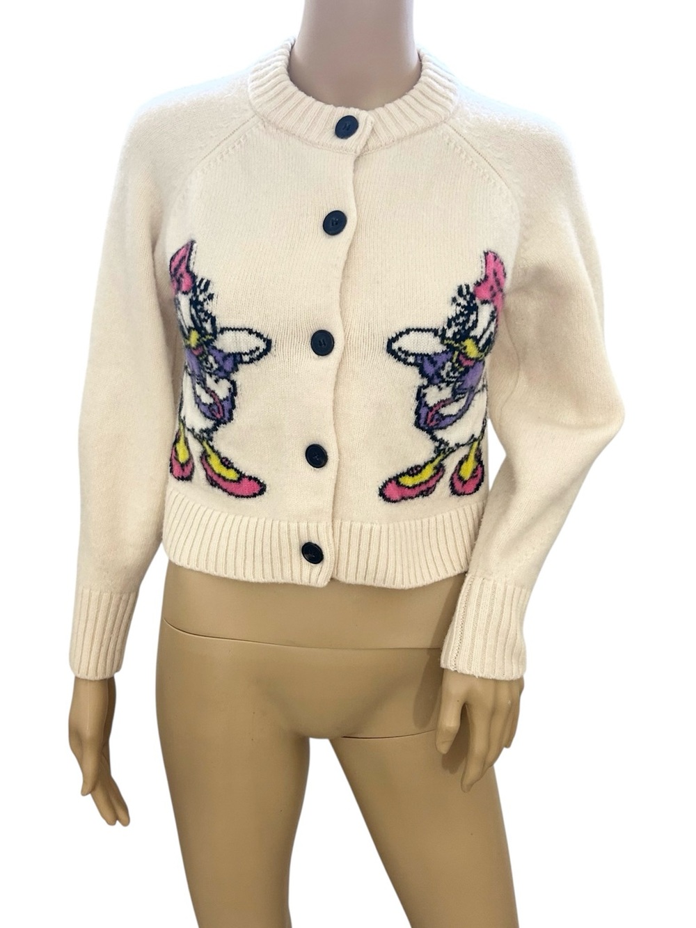 Zara x Harry Lambert Women’s Small Disney Daisy Duck Wool Cardigan Intarsia Ecru - Picture 5 of 10